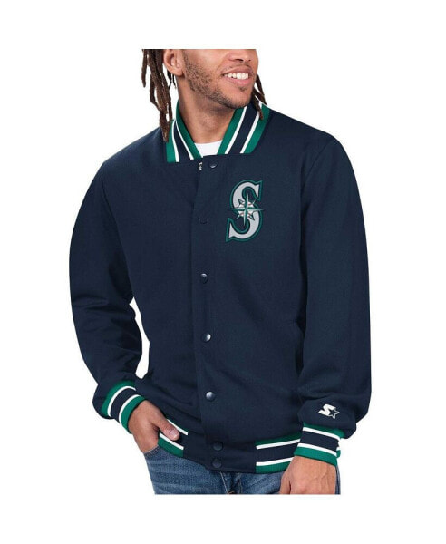 Men's Navy Seattle Mariners Secret Weapon Satin Full-Snap Jacket