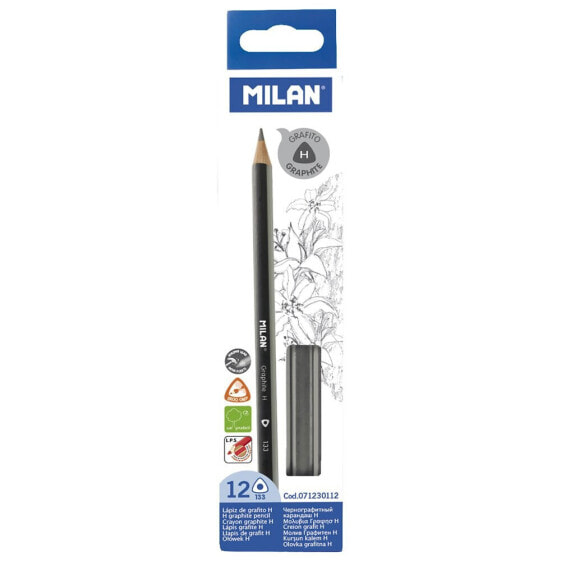 MILAN Box 12 Triangular H Graphite Pencils