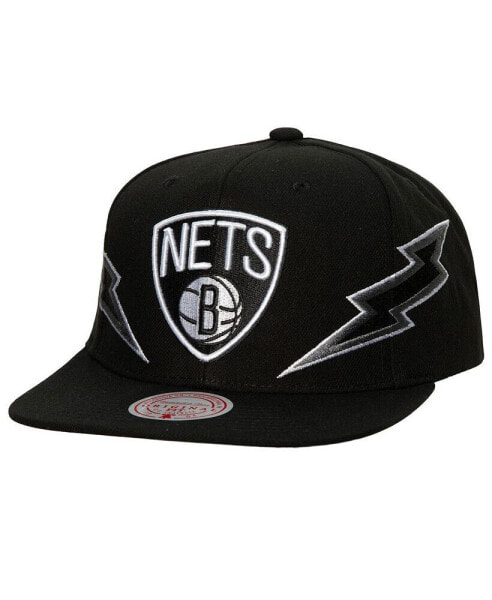 Men's Black Brooklyn Nets Hardwood Classics Soul Double Trouble Lightning Snapback Hat