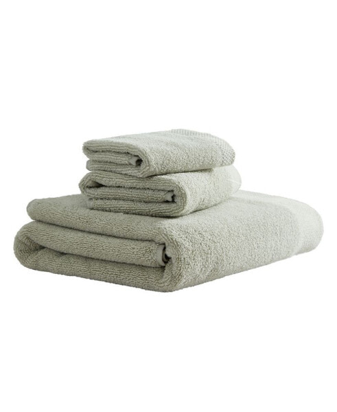 Entwine Solid Cotton Terry 3-Piece Towel Set