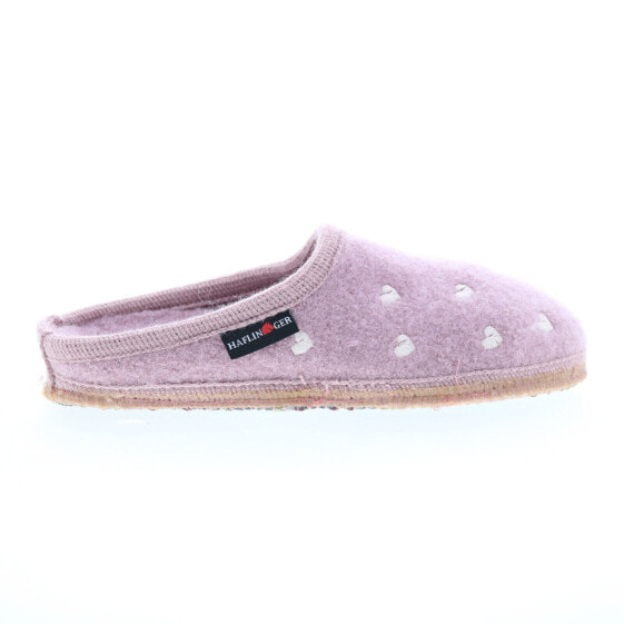 Haflinger Hearts 614077-83H Womens Pink Canvas Slip On Clogs Slippers Shoes