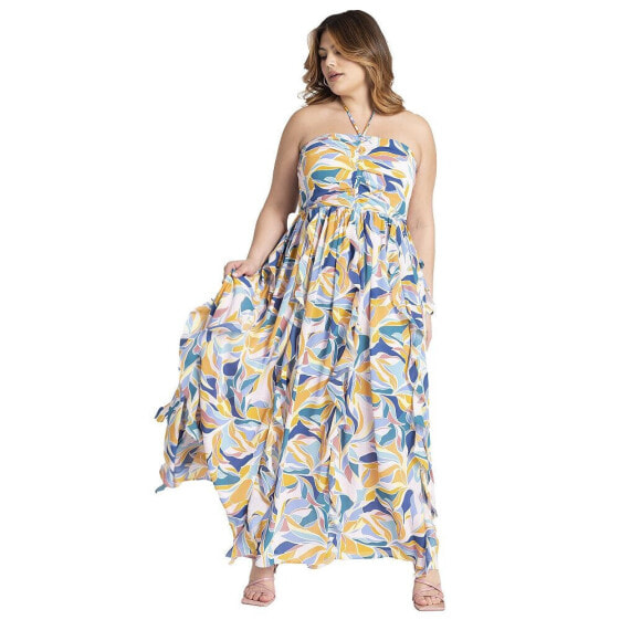 Plus Size Halter Neck Ruffle Maxi Dress