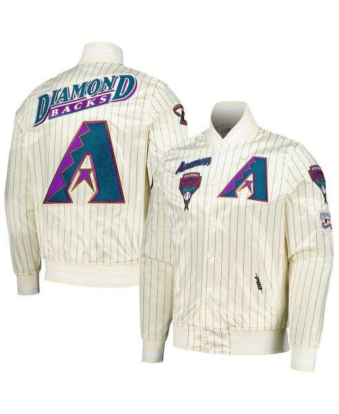 Men's Cream Arizona Diamondbacks Cooperstown Collection Pinstripe Retro Classic Satin Full-Snap Jacket