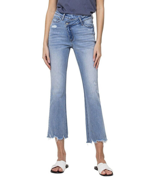 Women's High Rise Criss Cross Kick Flare Jeans