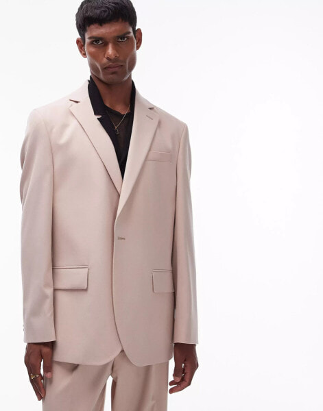 Topman relaxed suit jacket in dusty pink