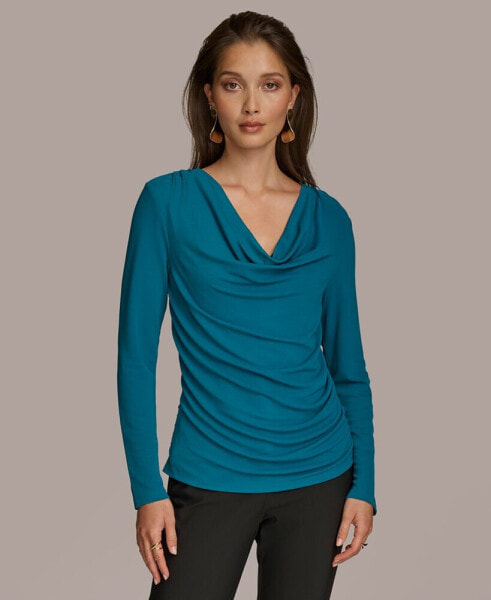 Donna Karan Women's Long-Sleeve Cowl-Neck Blouse