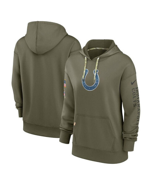 Women's Olive Indianapolis Colts 2022 Salute to Service Performance Pullover Hoodie