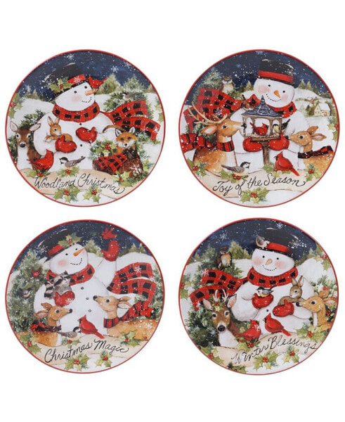 Magic of Christmas Snowman 4 Piece Dessert Plate