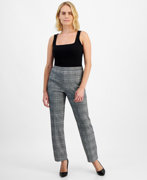 Petite Plaid Pull-On Pants