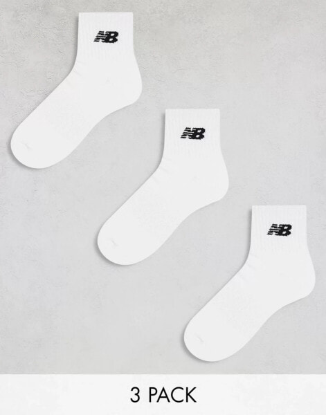 New Balance logo mid sock 3 pack in white