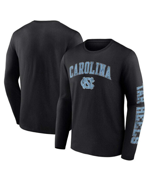 Men's Black Distressed North Carolina Tar Heels Arch Over Logo Long Sleeve T-shirt