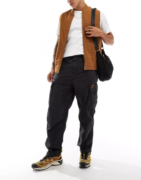 Superdry Baggy parachute pants in blackboard