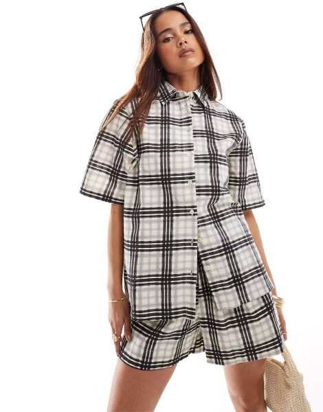 Wednesday's Girl short sleeve striped relaxed shirt co-ord in multi