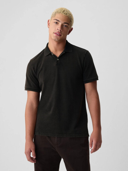 Washed Pique Polo Shirt