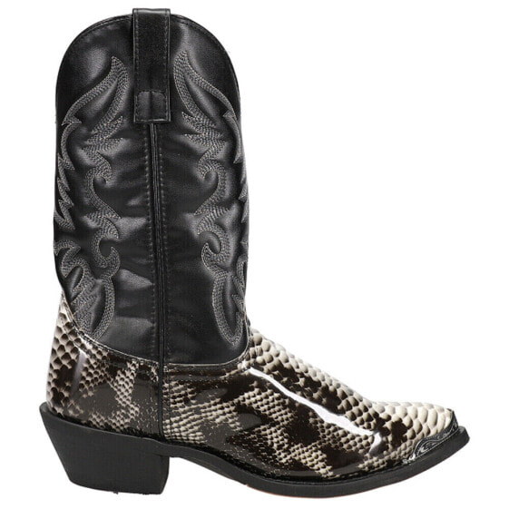 Laredo Monty Snake Print Pointed Toe Cowboy Mens Black Casual Boots 68067