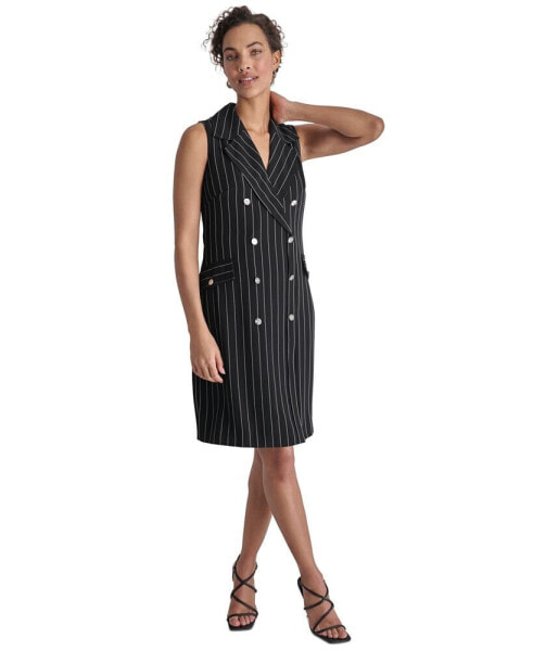 Women's Pinstriped Double-Breasted Blazer Dress