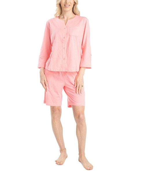 Women's 2-Pc. Cabana Casual Cotton Pajamas Set