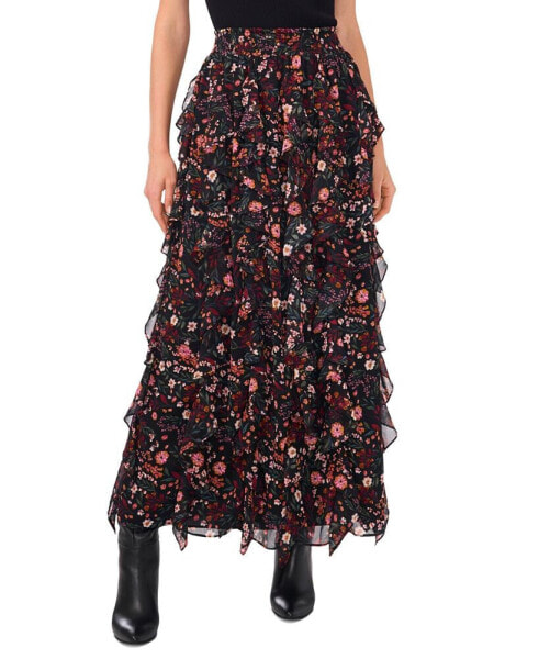 Women's Ruffled Floral-Print Maxi Skirt