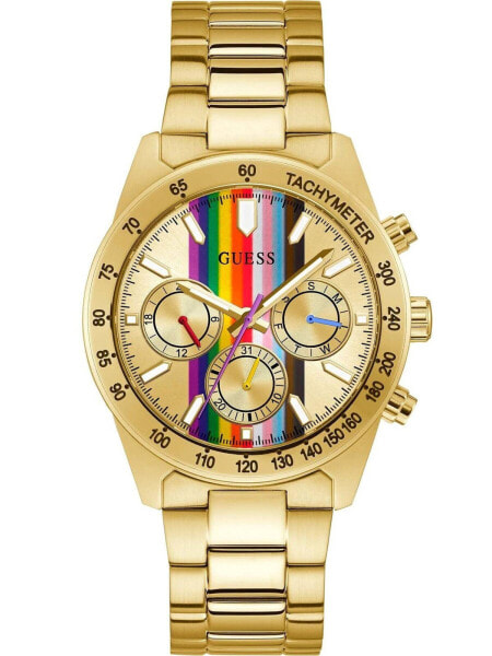 Guess Herren Armbanduhr Altitude 42 mm Regenbogen auf dem Zifferblatt Armband Edelstahl GW0434G1