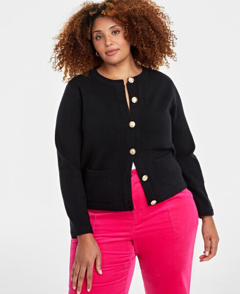 Trendy Plus Size Milano Crewneck Cardigan, Created for Macy's