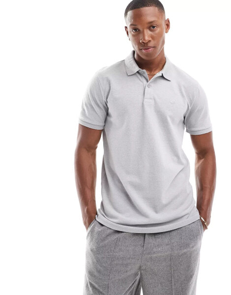 Hollister icon logo pique polo in grey marl