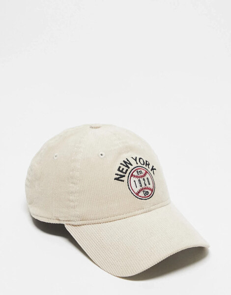 New Era baseball logo cord 9twenty cap in beige