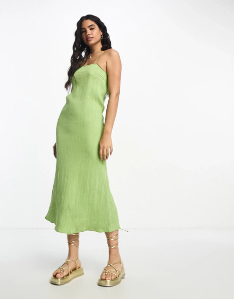 Urban Revivo a-line midi dress in green