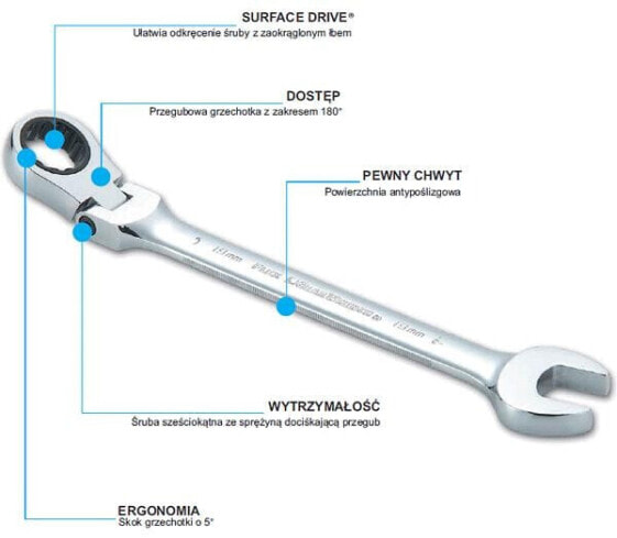 SATA KLUCZ PŁASKO-OCZKOWY 18mm Z GRZECHOTKĄ ŁAMANY