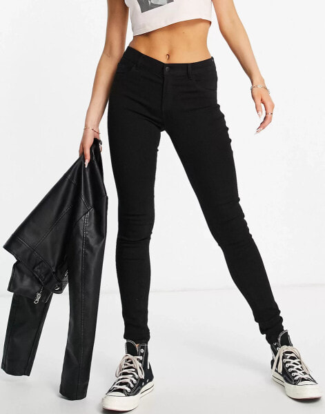 ONLY Rain mid waist skinny jean in black