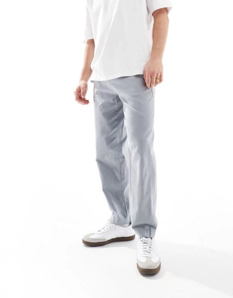 Ben Sherman slim fit cotton linen taper trouser in grey