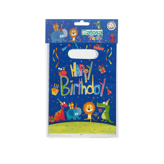 ATOSA Set 10 Birthday Bags Happy Animals Happy Birthday Birthday Bags