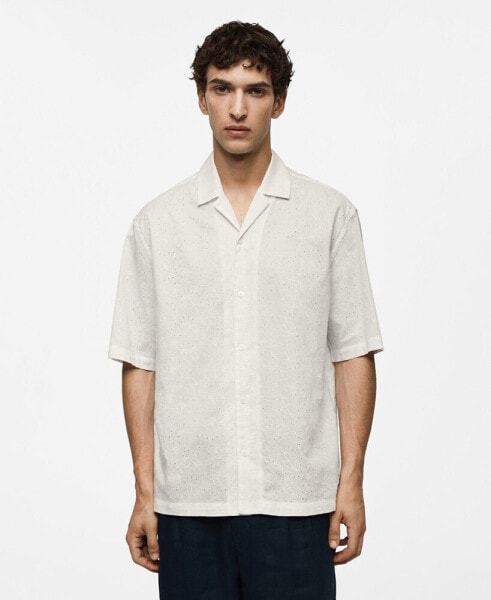 Men's Relaxed Fit Cotton Embroidered Shirt