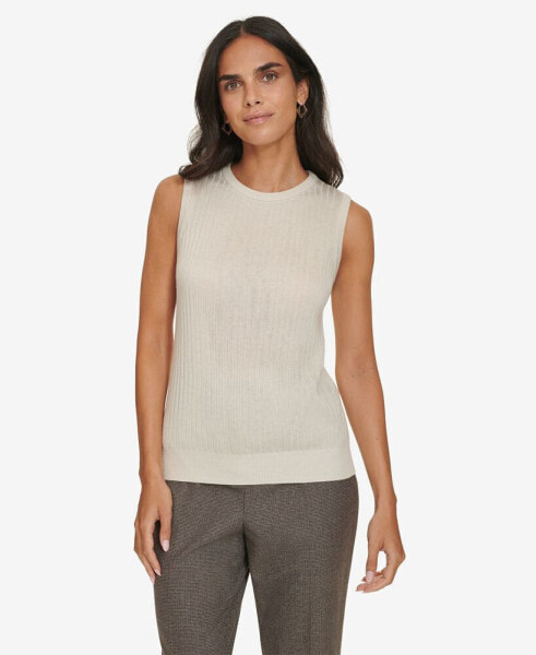 Petite Crewneck Sleeveless Knit Top