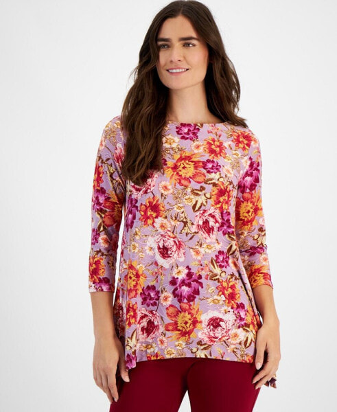 Women's Printed Jacquard Top, Created for Macy's