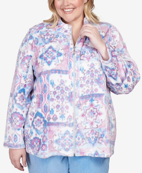 Plus Size Swiss Chalet Cozy Plush Medallion Jacket