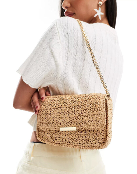 Mango crossbody raffia bag in light beige