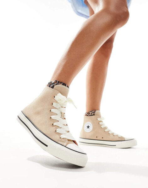 Converse Chuck Taylor All Star Hi trainers in beige suede