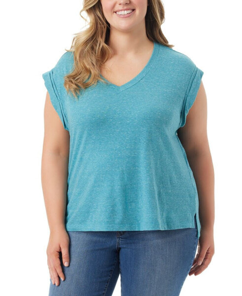 Trendy Plus Size Hester Cropped V-Neck T-Shirt