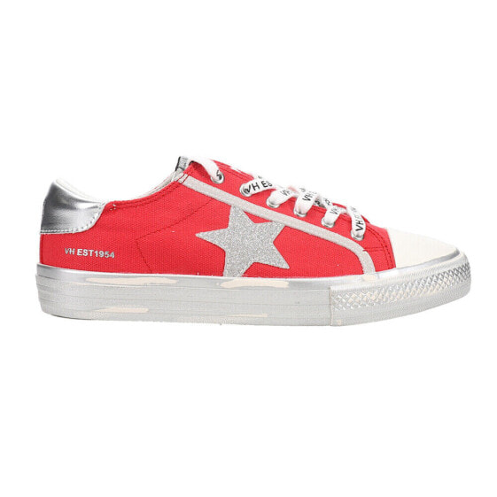 Vintage Havana Alive Metallic Glitter Lace Up Womens Red, Silver Sneakers Casua