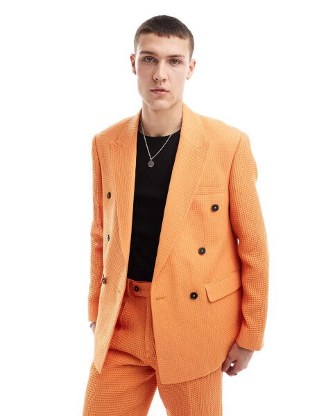 Viggo suit jacket in bright orange waffle