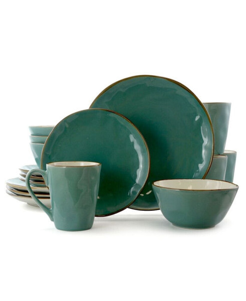 Caribbean Tide 16 Piece Luxurious Stoneware Dinnerware Set