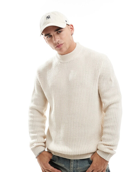 Brave Soul chunky turtle neck jumper in oatmeal