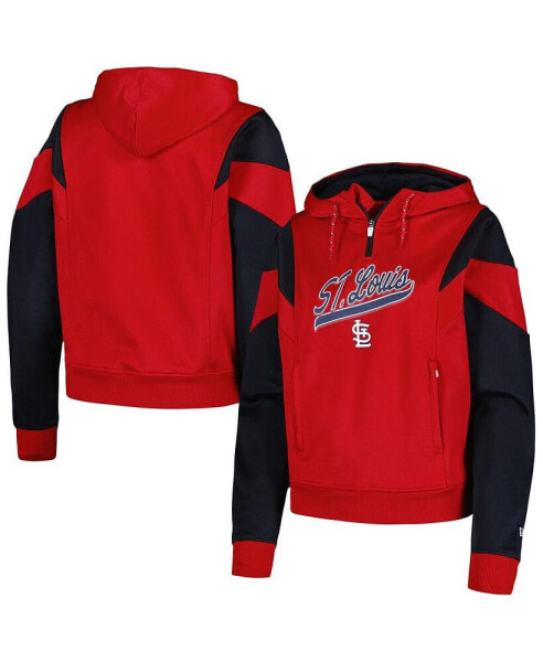 Women's Red St. Louis Cardinals Color Block Fleece Quarter-Zip Hoodie