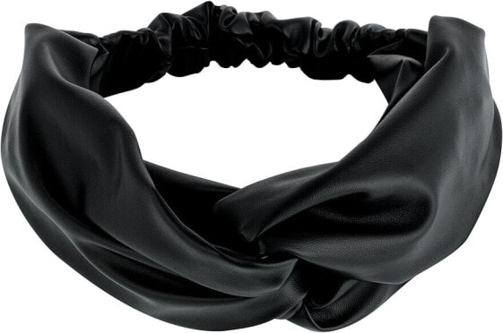 Stirnband aus Kunstleder, geflochten, schwarz Faux Leather Twist