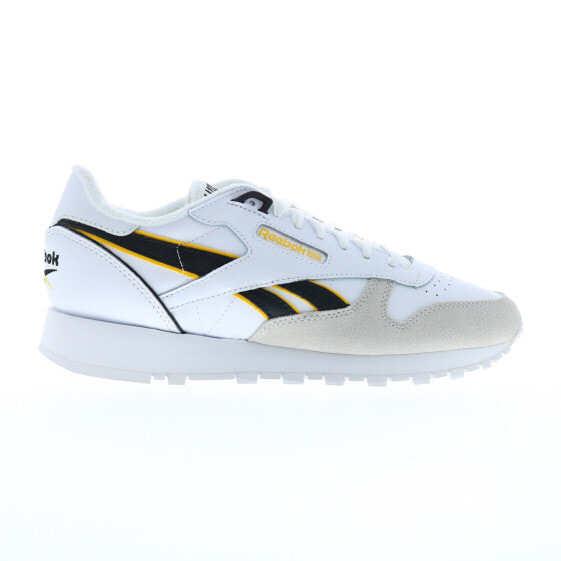 Reebok Classic Leather Mens White Leather Lace Up Lifestyle Sneakers Shoes