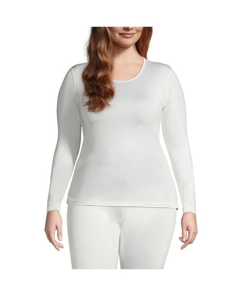 Plus Size Thermaskin Heat Long Sleeve Crewneck Long Underwear Top