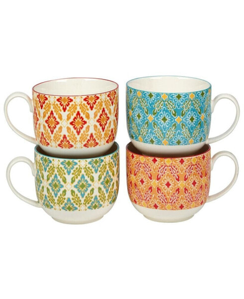 Damask Floral Set of 4 Jumbo Cups