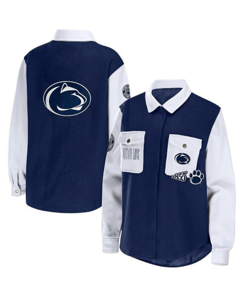 Women's Navy Penn State Nittany Lions Button-Up Shirt Jacket