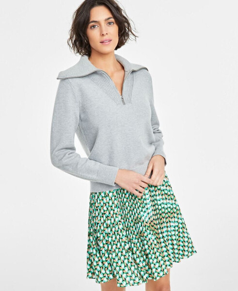 Women's Striped Half-Zip Sweater, Created for Macy's