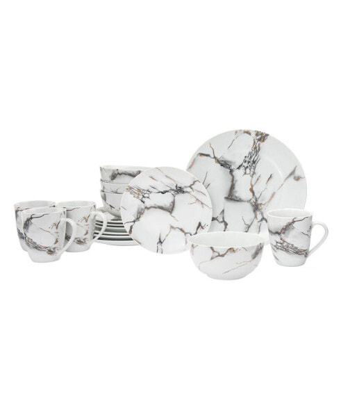 Rayo Marble 16 Piece Dinnerware Set, Service for 4